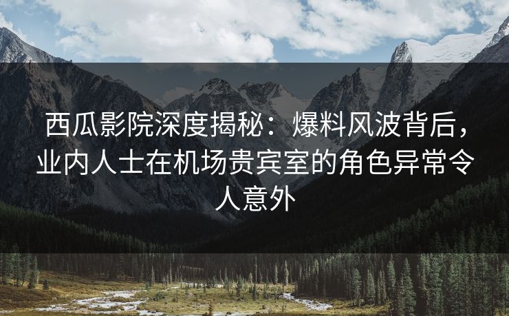 西瓜影院深度揭秘:爆料风波背后,业内人士在机场贵宾室的角色异常令人意外 西瓜影院深度揭秘:爆料风波背后,业内人士在机场贵宾室的角色异常令人意外