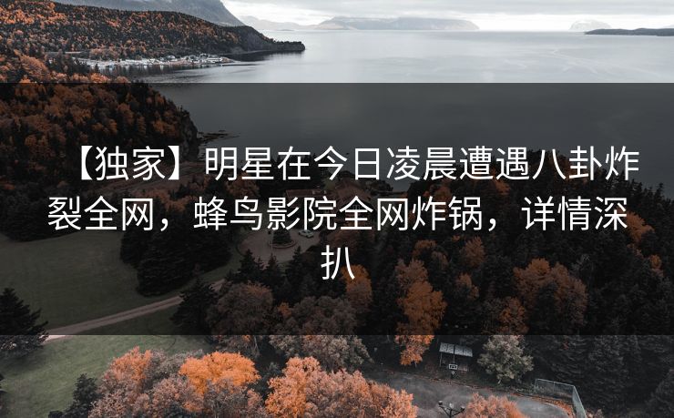 【独家】明星在今日凌晨遭遇八卦炸裂全网，蜂鸟影院全网炸锅，详情深扒