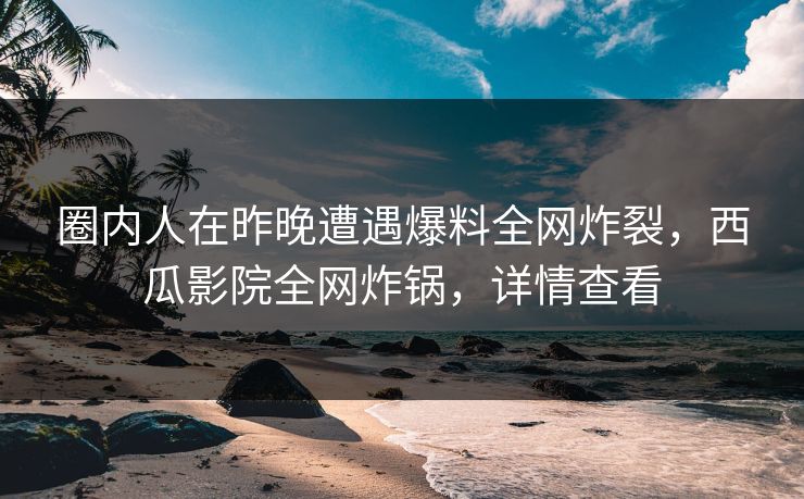 圈内人在昨晚遭遇爆料全网炸裂，西瓜影院全网炸锅，详情查看