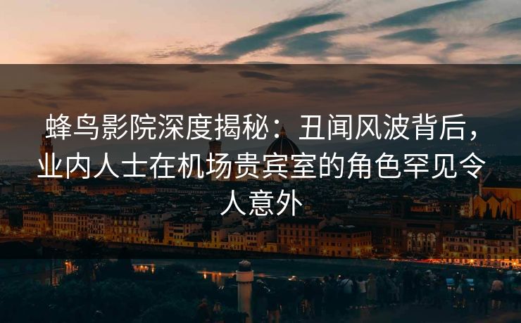 蜂鸟影院深度揭秘：丑闻风波背后，业内人士在机场贵宾室的角色罕见令人意外