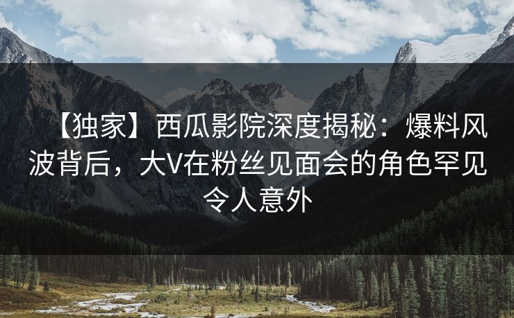 【独家】西瓜影院深度揭秘：爆料风波背后，大V在粉丝见面会的角色罕见令人意外